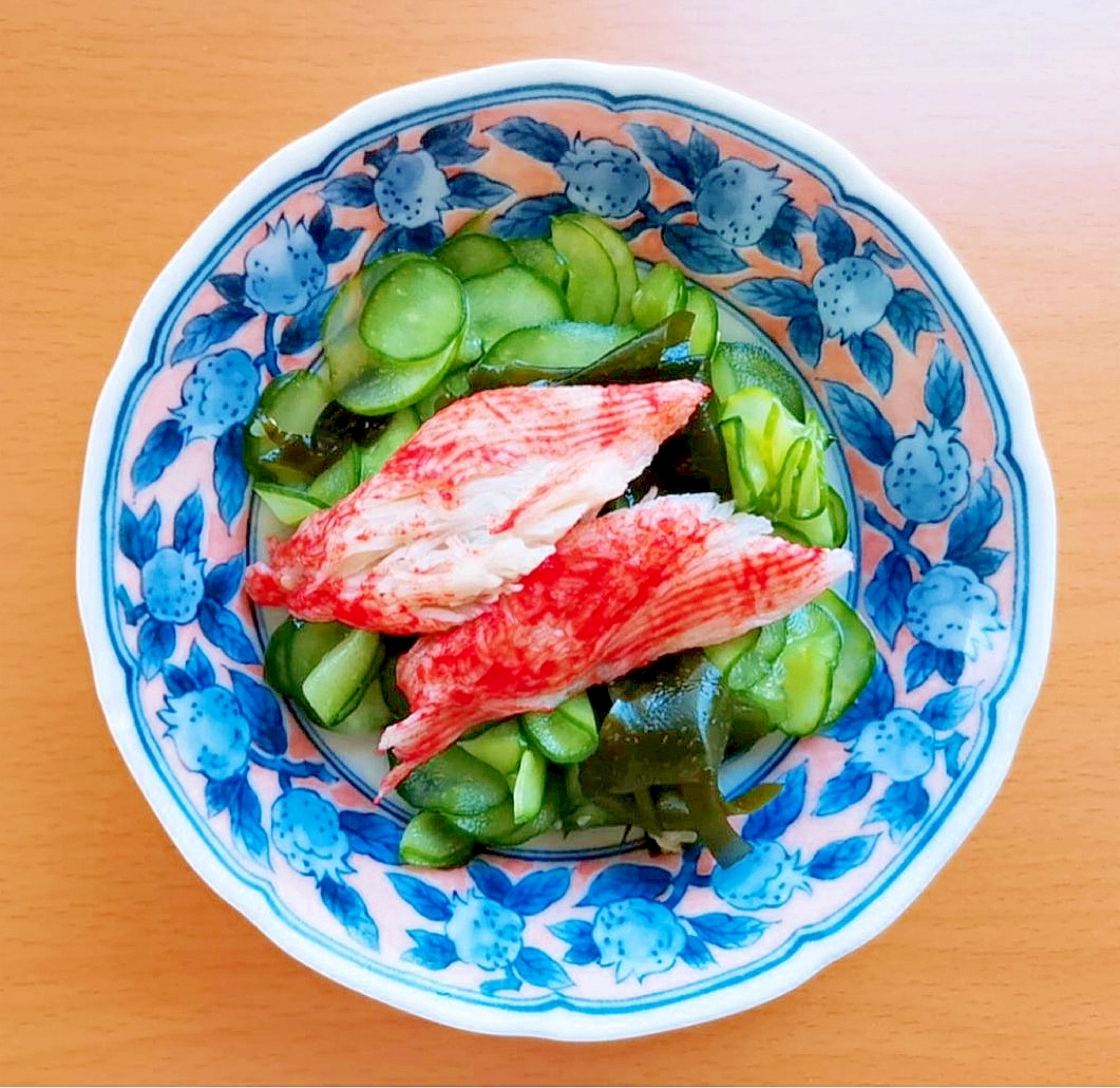 カンタン酢で簡単☆胡瓜とワカメとかにかまの酢の物