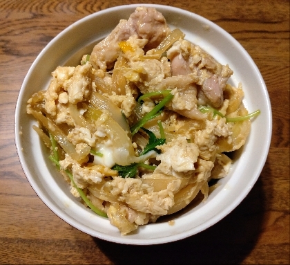 初めて自分で親子丼作りました！
親子丼用フライパンで作ったら溢れかけてアワアワしましたが、なんとかできました！
ごちそうさまでした！