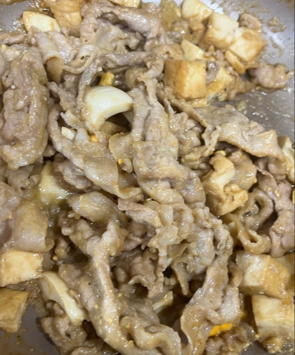 豚こまと厚揚げのすき焼き風