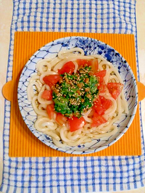 モロヘイヤ納豆のぶっかけうどん♪