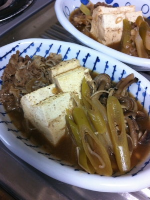 残った牛丼の具で肉豆腐