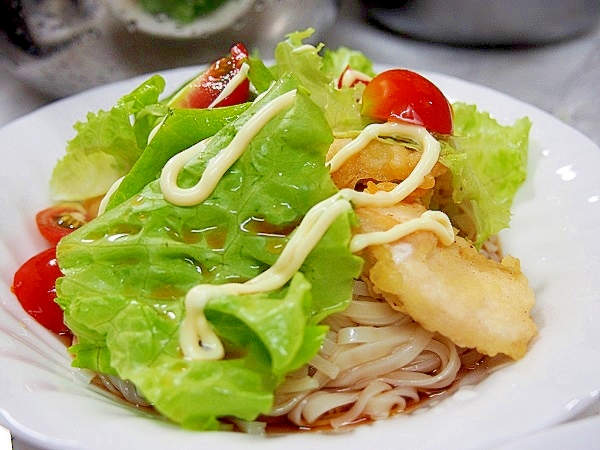 鶏天サラダうどん