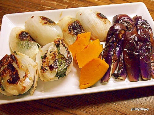 淡路島玉ねぎのチーズ紫蘇はさみグリル＆野菜のグリル