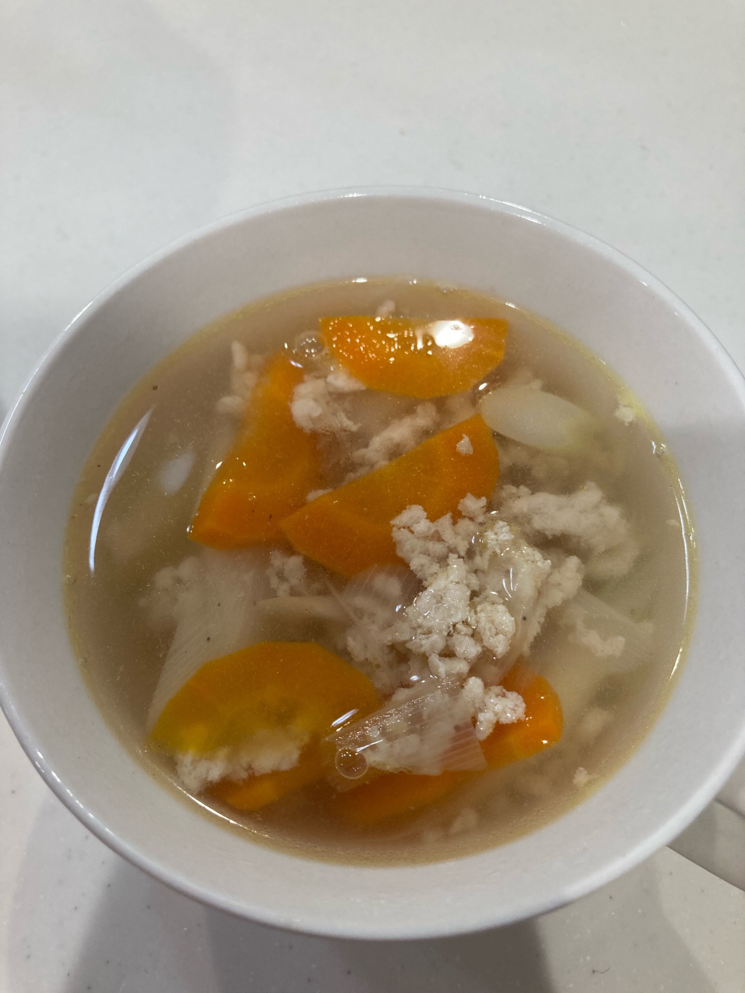 温まる〜♪鶏そぼろの生姜スープ