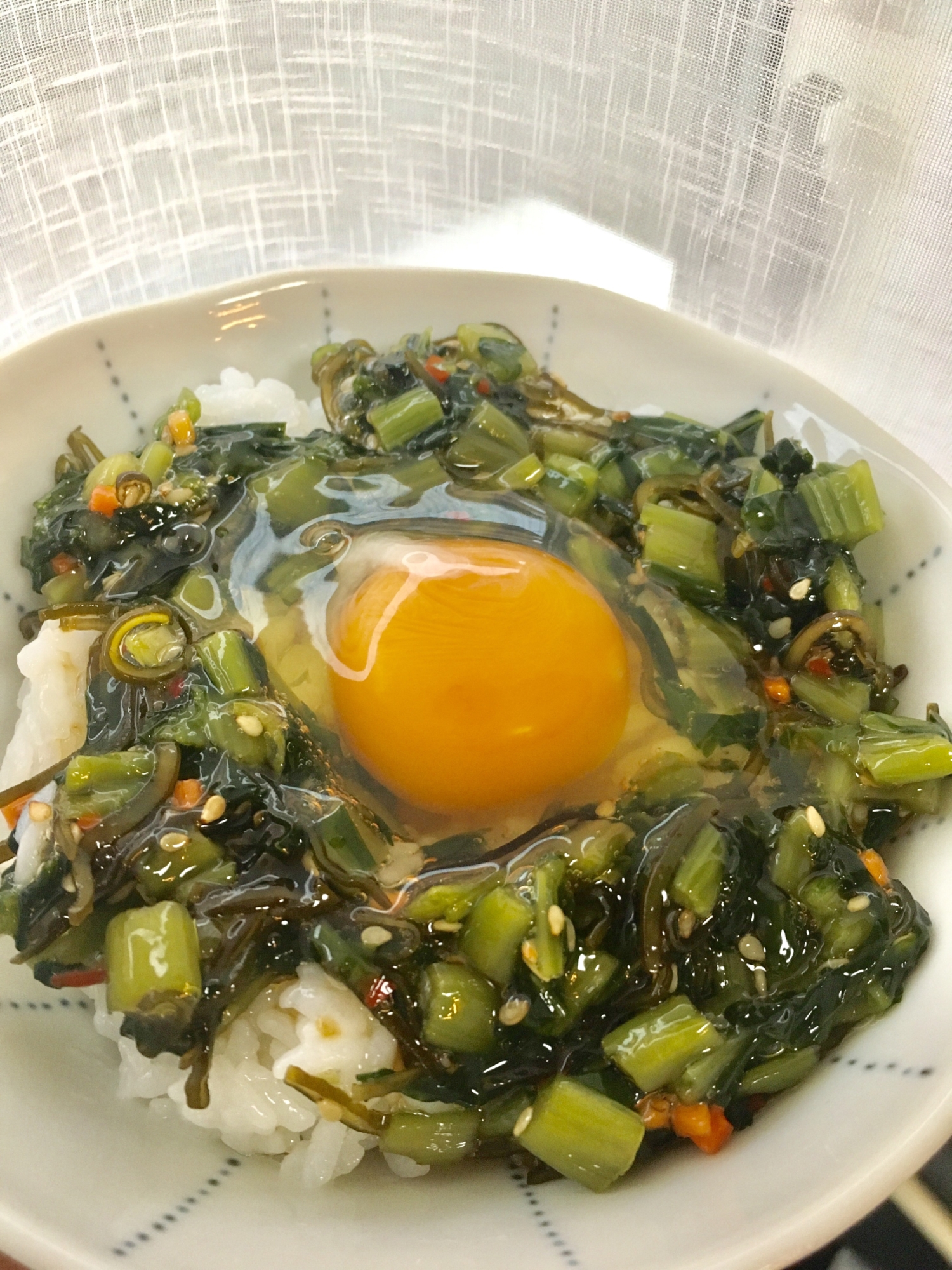 簡単ヘルシー★野沢菜卵かけご飯