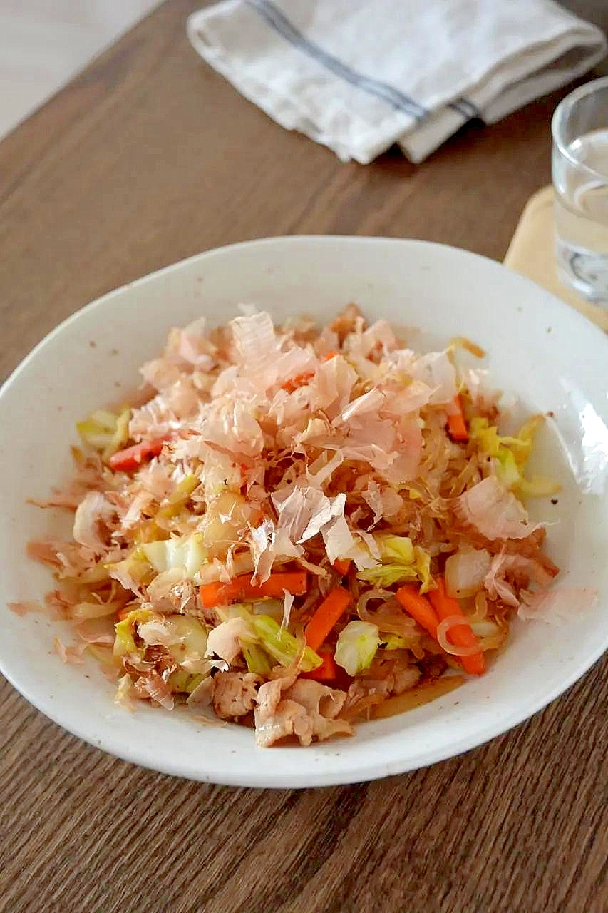 こんにゃく麺の焼きうどん風