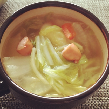 最近食欲がなかったので、スープ作りました(*^^*)美味しかったです✩︎⡱またリピートします(o´∀`o)ご馳走さまでした！