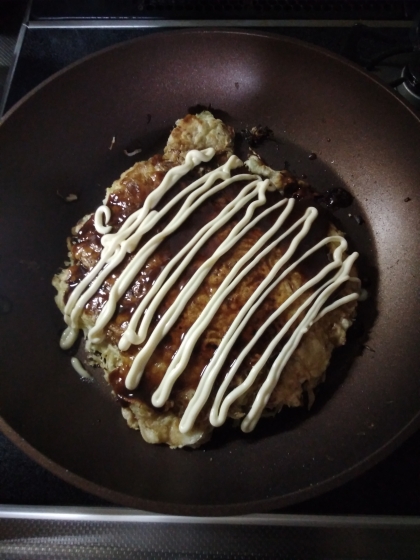 簡単フライパンでお好み焼き