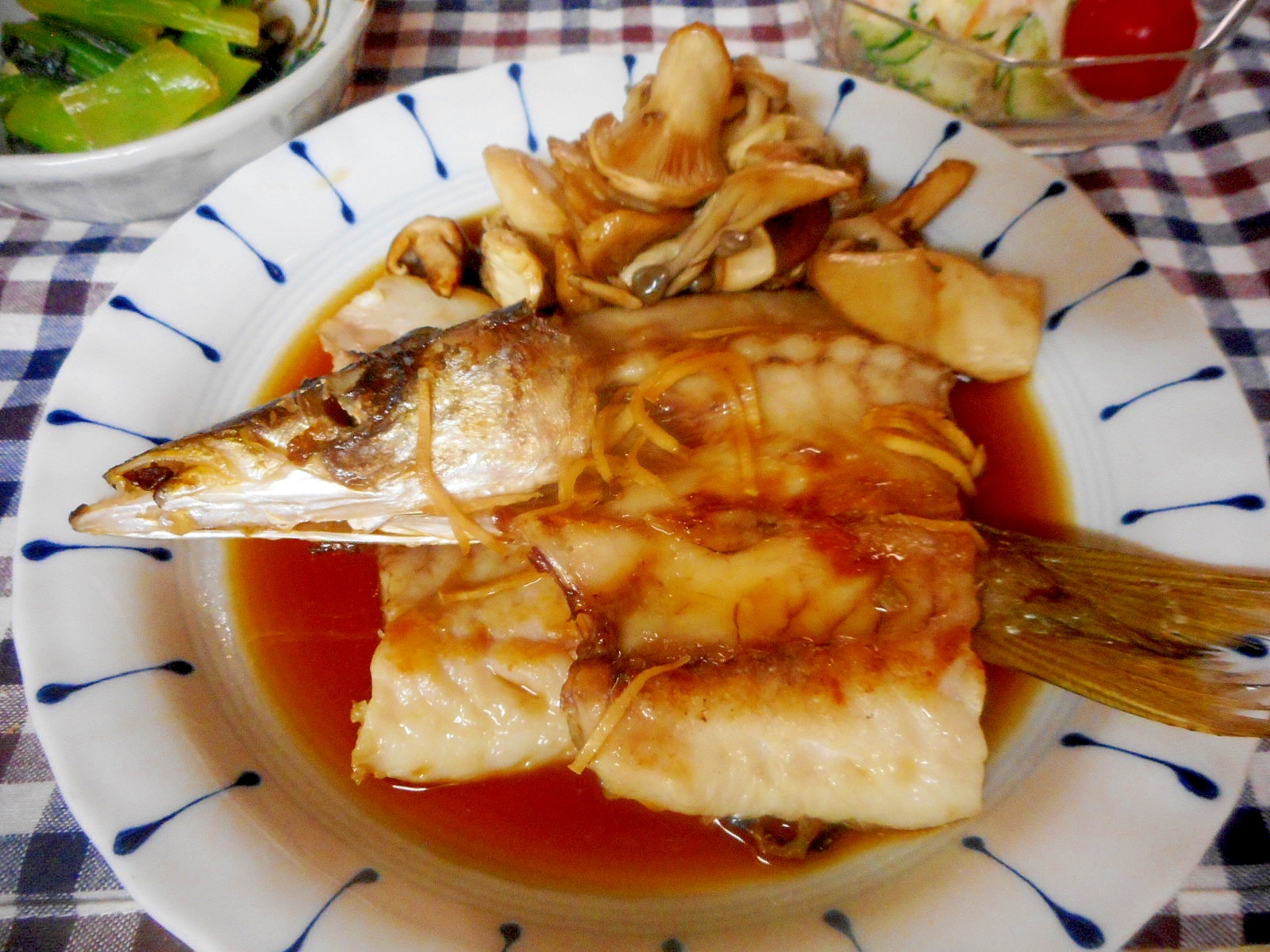 カマスときのこの焼き浸し