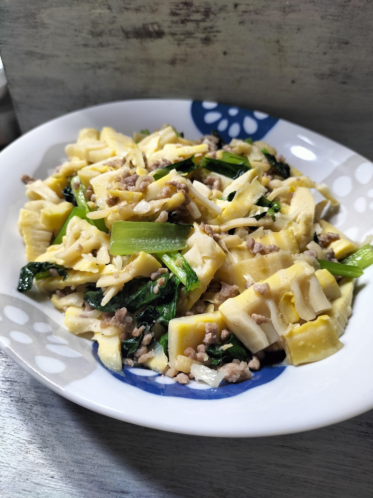 筍と豚肉ミンチの炒めもの