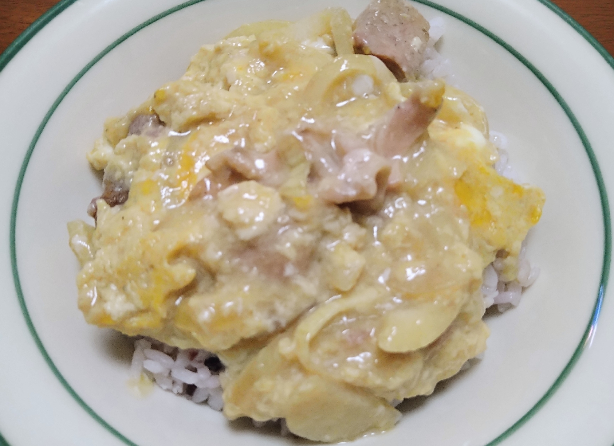 缶詰で簡単！レンジで親子丼♪