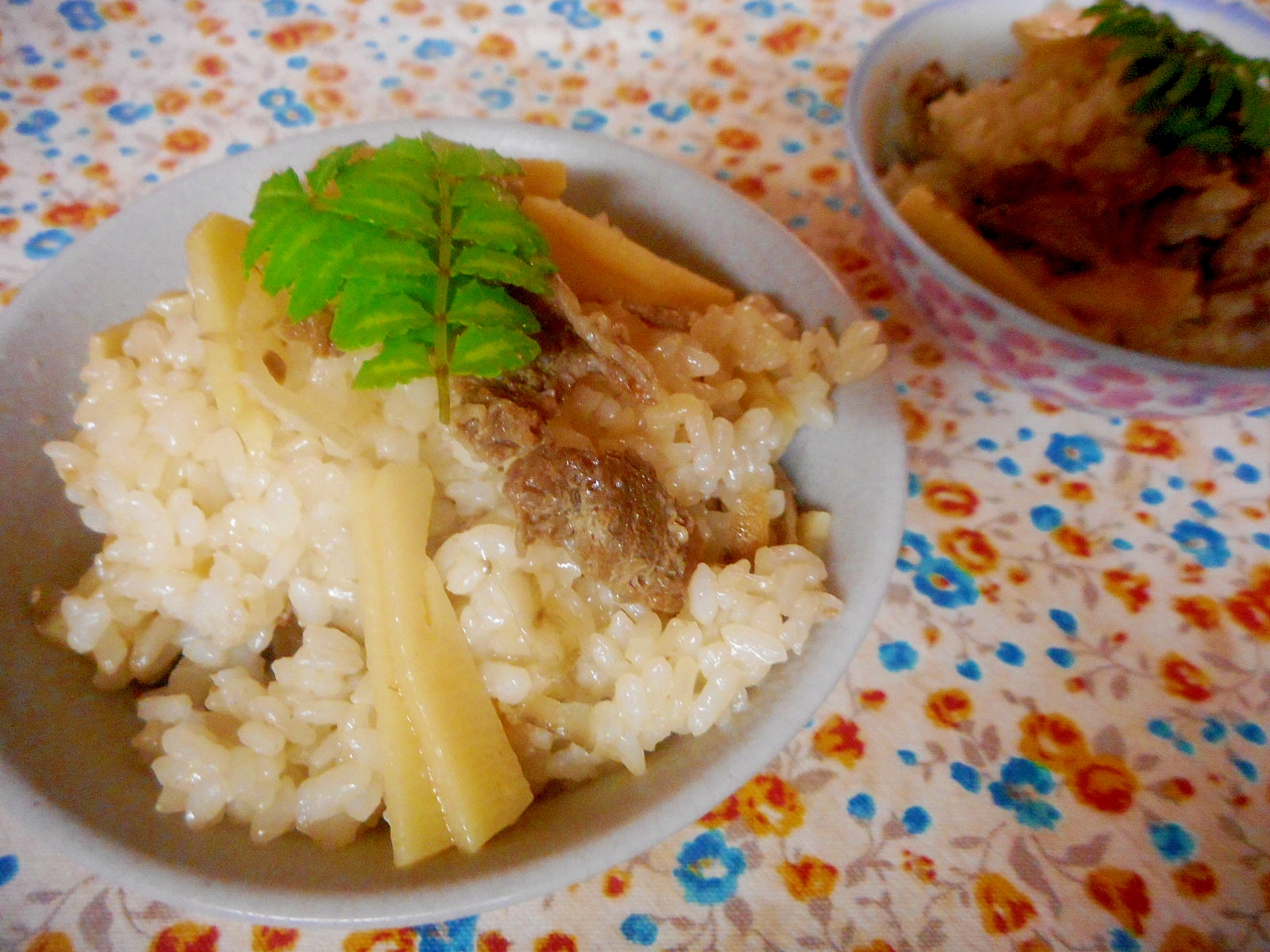 タケノコと甘辛豚の炊き込みご飯