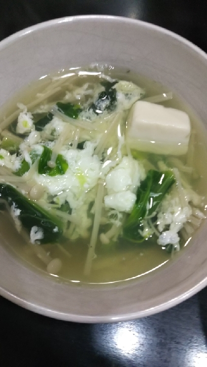 卵白で❤白い減塩スープ♪（豆腐＆タマネギ）