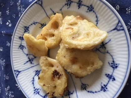 小麦粉より簡単　お好み焼き粉で作るレンコンの天ぷら