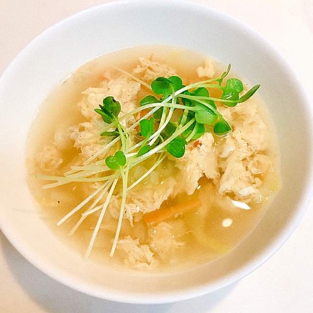 野菜の旨味たっぷり☆白菜と人参の中華卵スープ