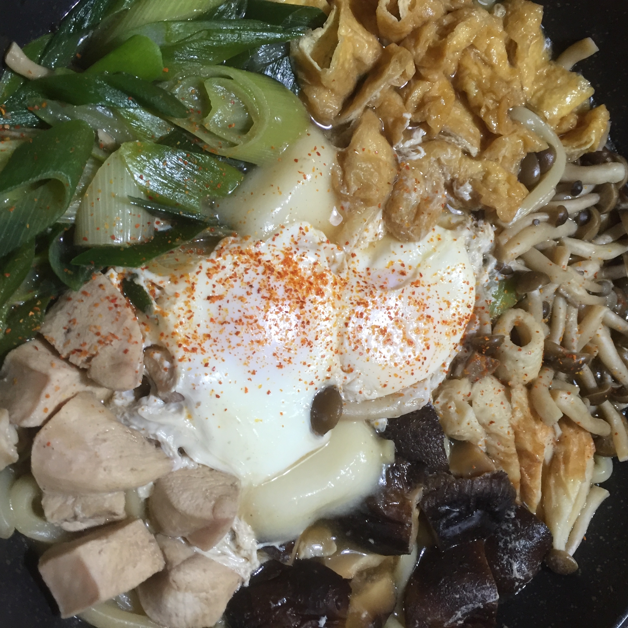 フライパンで鍋焼きうどん