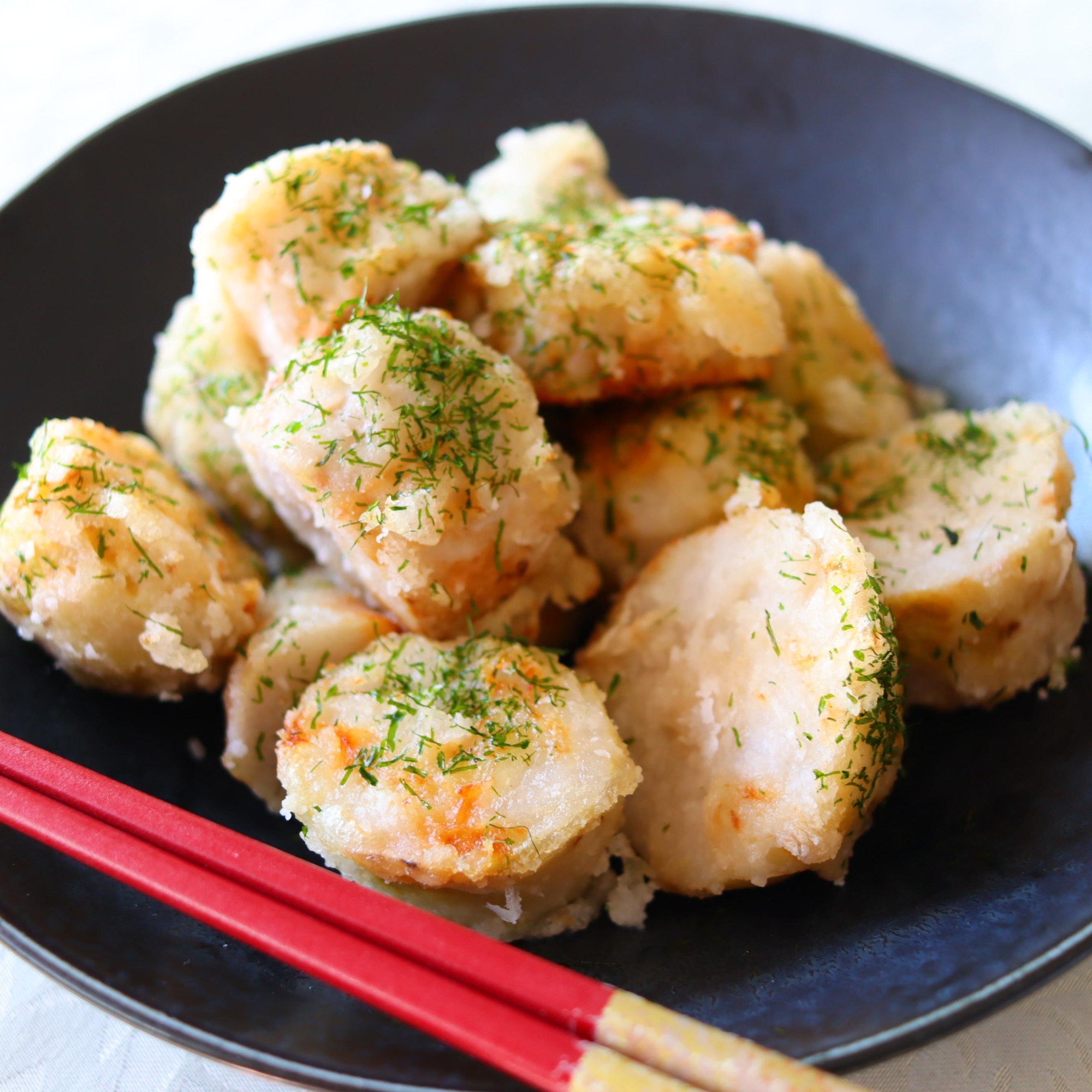 カリッふわっ美味しい里芋の唐揚げ♡青のり塩かけ