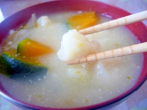 味噌汁で作る★簡単だご汁(すいとん)