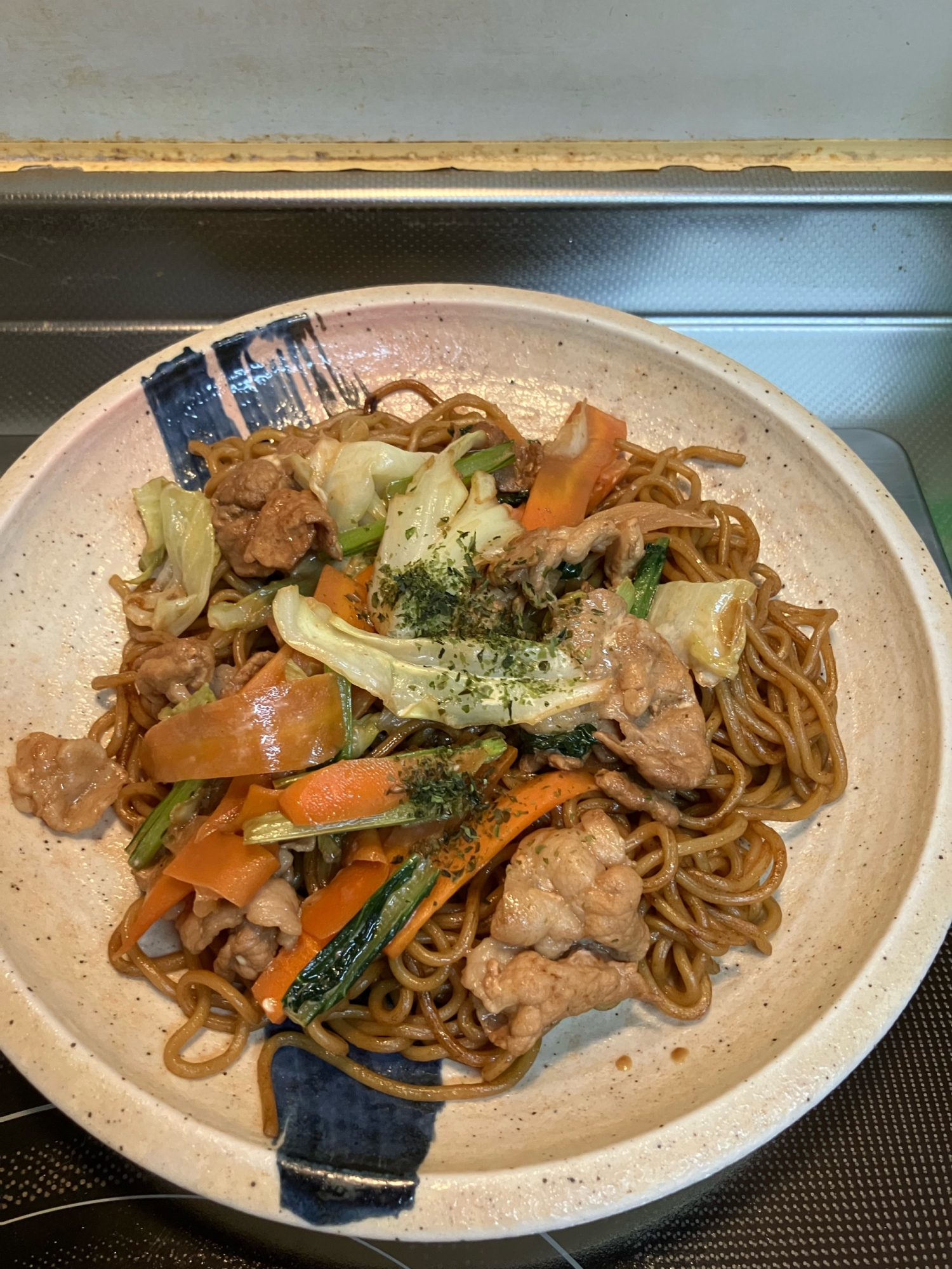 シャキシャキ野菜のソース焼きそば^_^