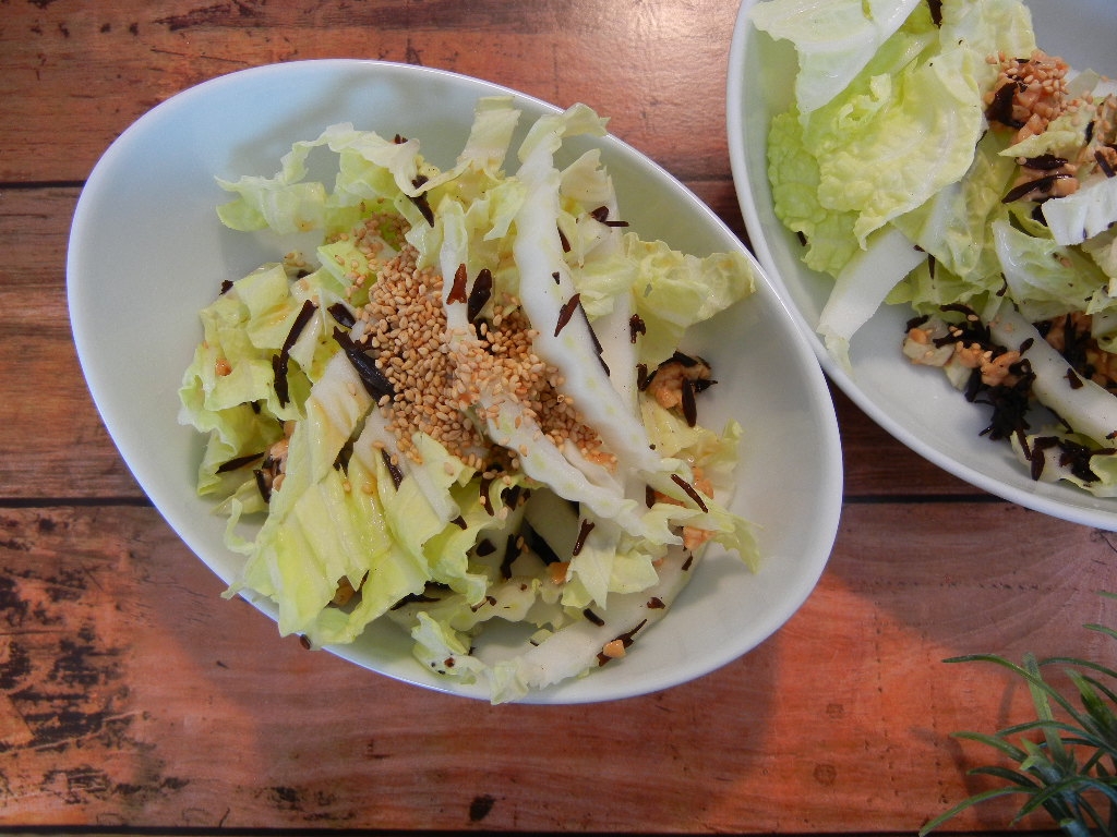 白菜と納豆とひじきのサラダ