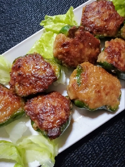 ＋＋照り焼きソースのピーマン肉詰め＋＋