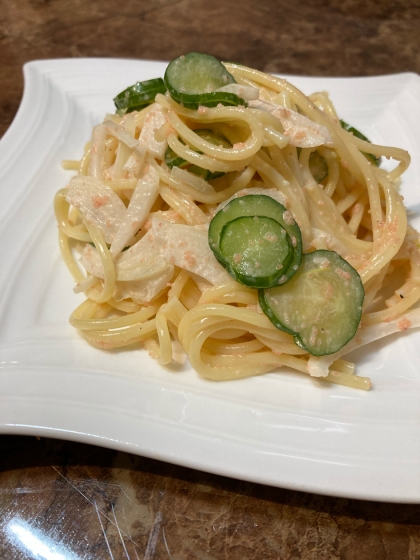 明太子とマヨネーズの組み合わせが大好きなうちの息子が夢中で食べました(^^)スパゲッティサラダに合わせたらボリュームのある一品になるのでこれからも重宝します♪