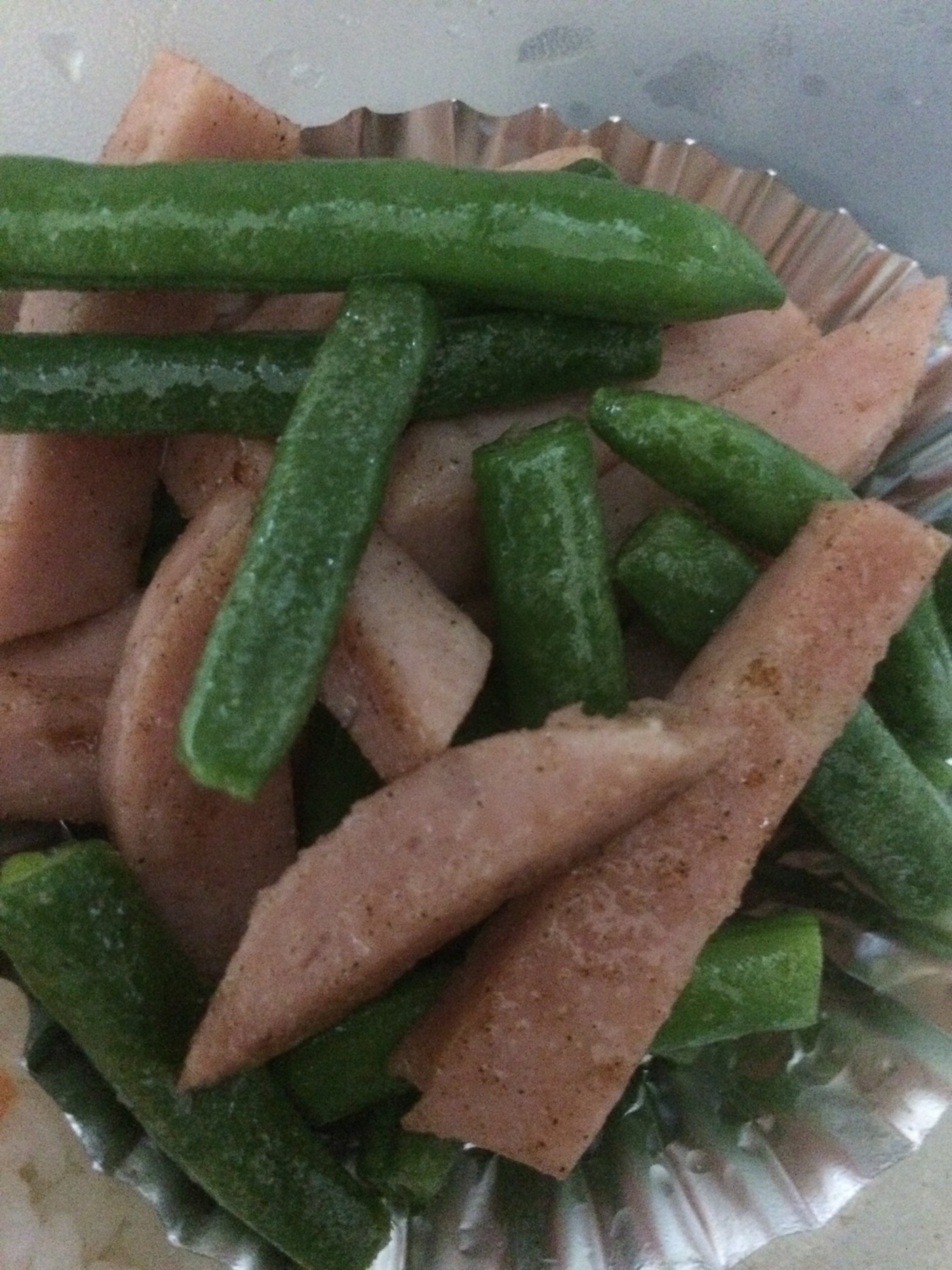 インゲンとブロックハムのソテー( *´艸｀)