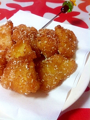 シナモンパウダーをふったりんごの天ぷら