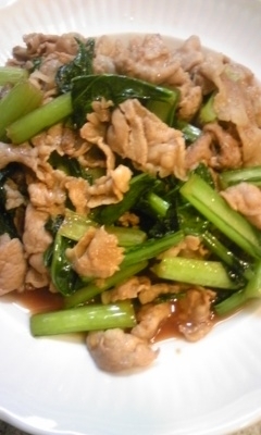 小松菜と豚肉の生姜炒め