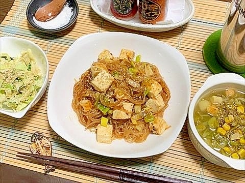 お豆腐半丁しかなかったよ！な時の麻婆春雨豆腐～っ！