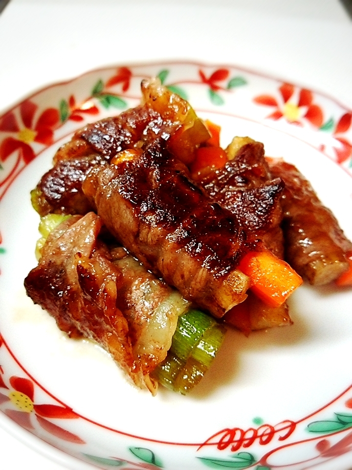 根菜の肉巻き　照り焼き味