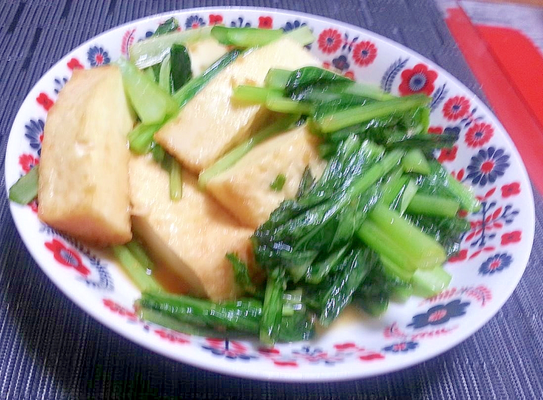 小松菜と厚揚げの生姜炒め