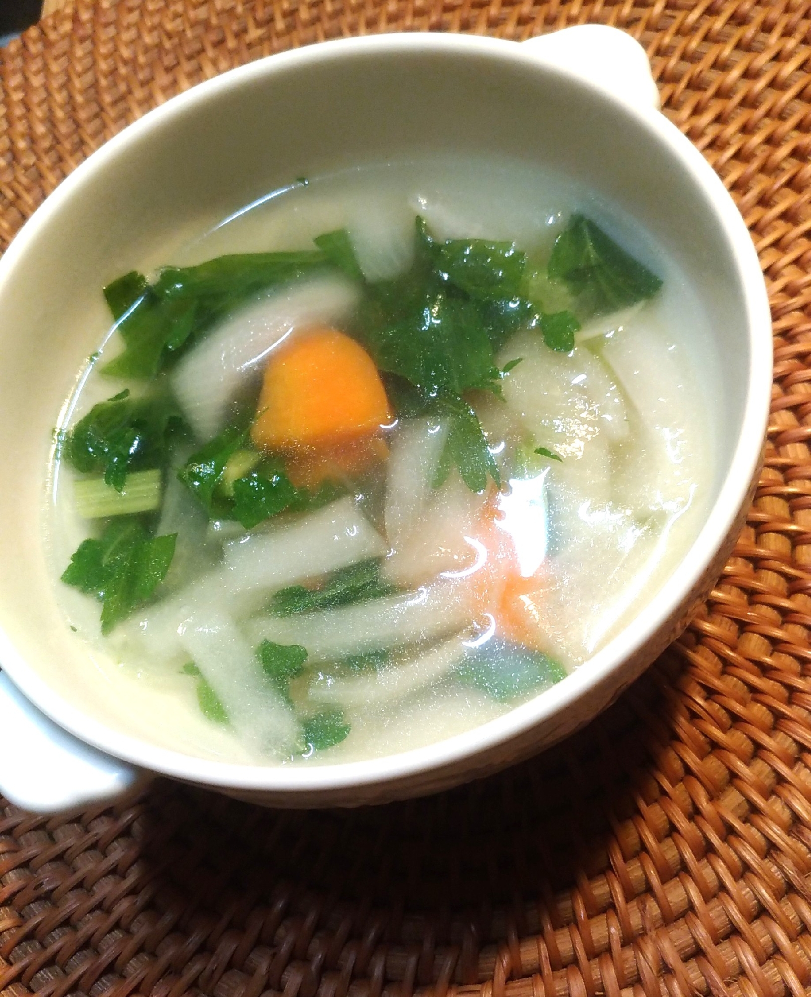 エコレシピ☆セロリの葉の中華スープ