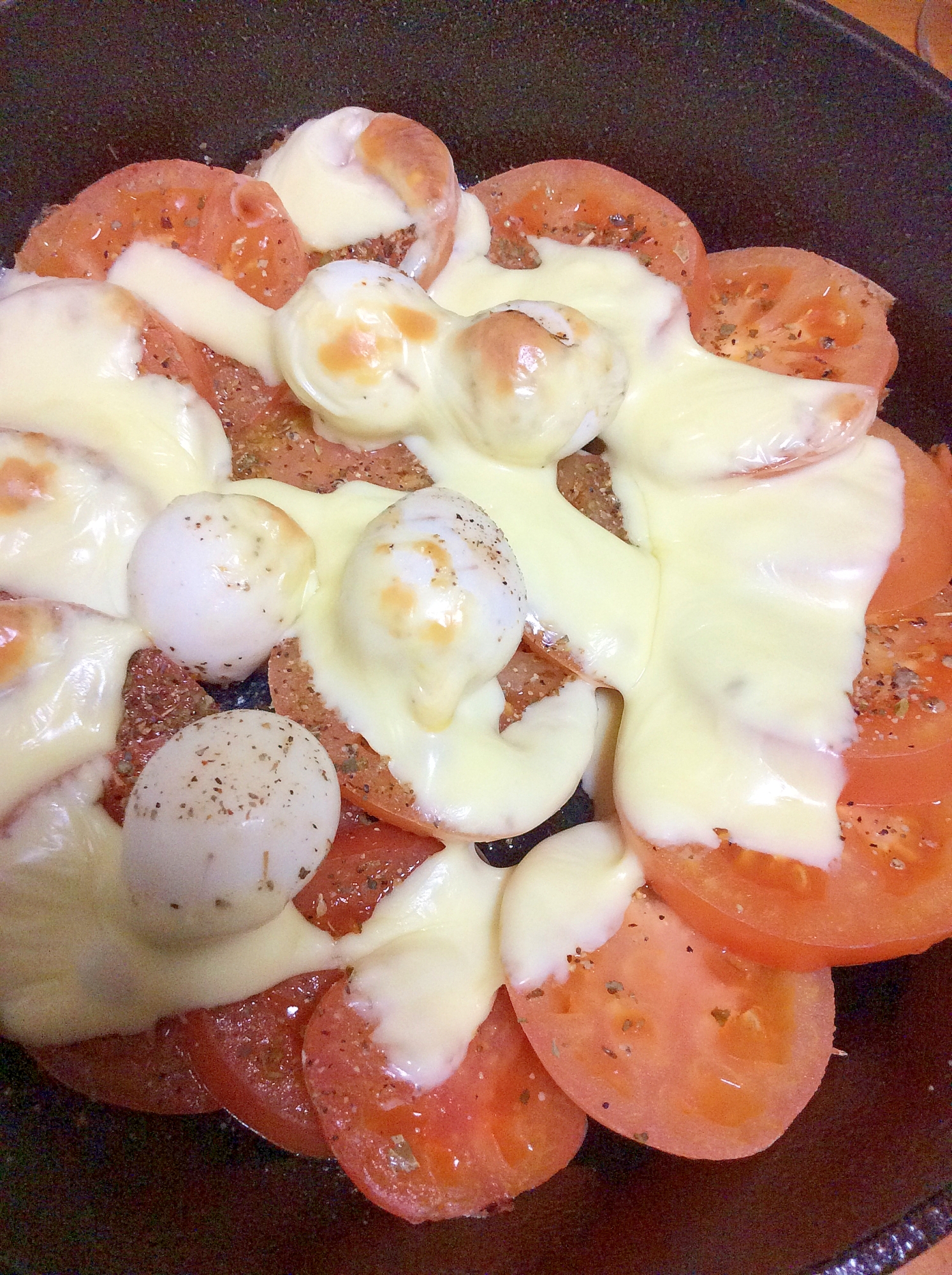 トマトうずらの卵オーブントースター焼き