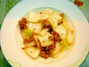 白菜と鶏挽肉の紫蘇炒め