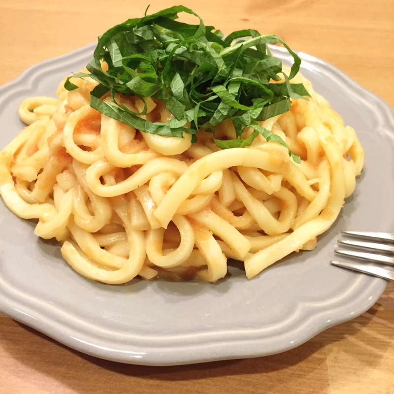 冷凍うどんで簡単！火は不要！明太うどん