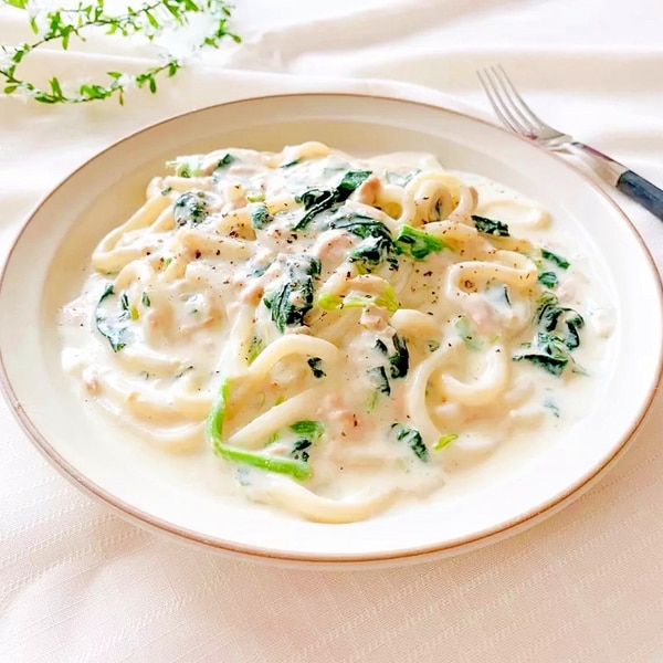 楽めし ツナとほうれん草のクリームうどん レシピ 作り方 By Santababy 楽天レシピ 楽めし ツナとほうれん草のクリームうどん レシピ 作り方 By Santababy 楽天レシピ