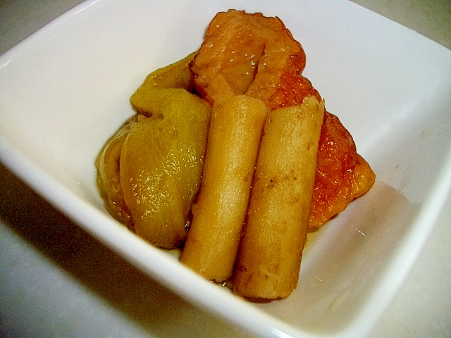 茄子とちくわと牛蒡の生姜煮