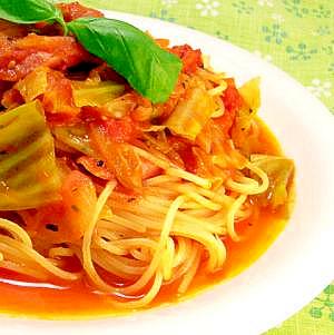 辛口ウィンナーと野菜たっぷりのトマトスパゲティ