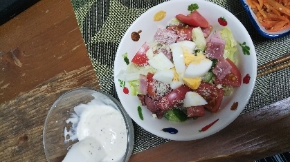 ドレッシングが切れていたので家にある食材で楽しく作らせて頂きました～(^^)手作りできるとはビックリ!美味しくいただきましたー