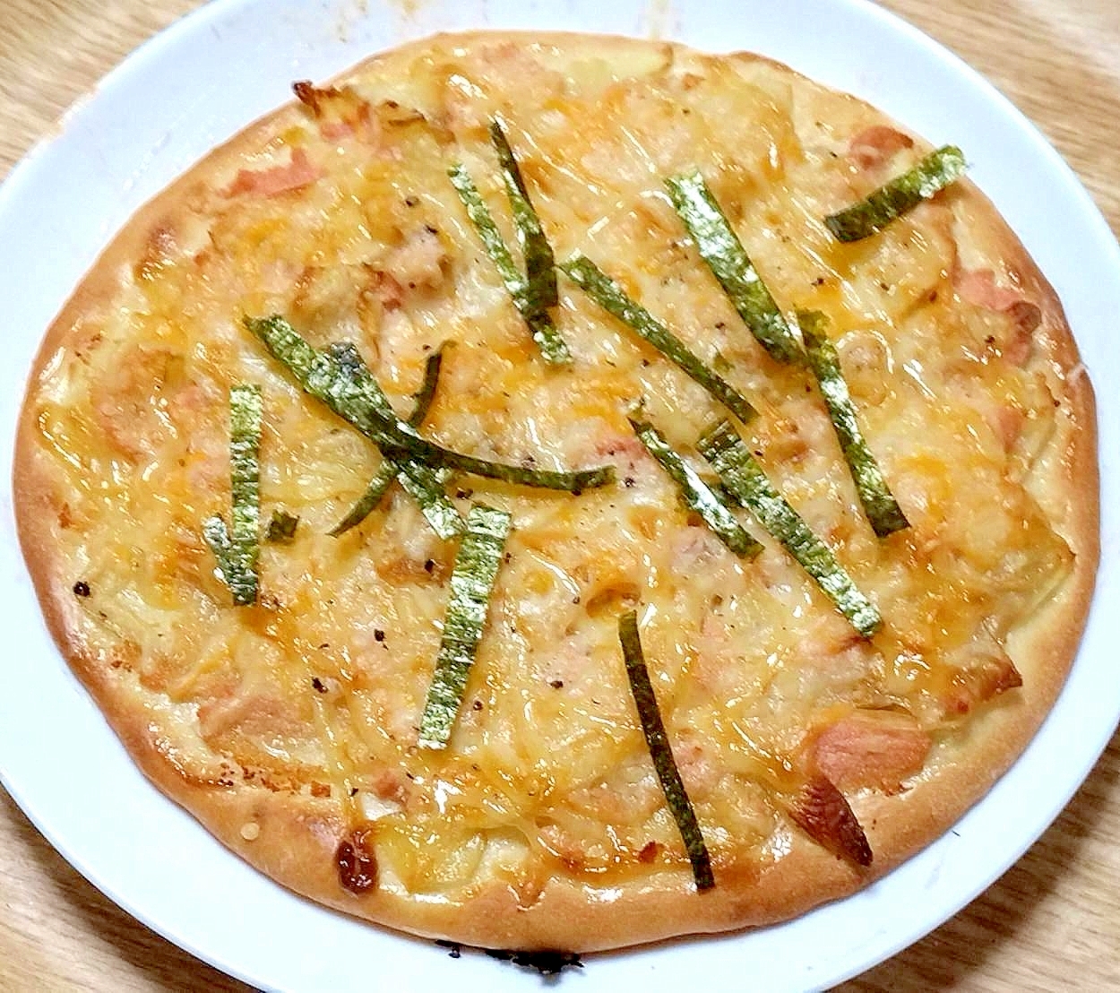 ほぐし明太子とじゃがいもの和風ピザ