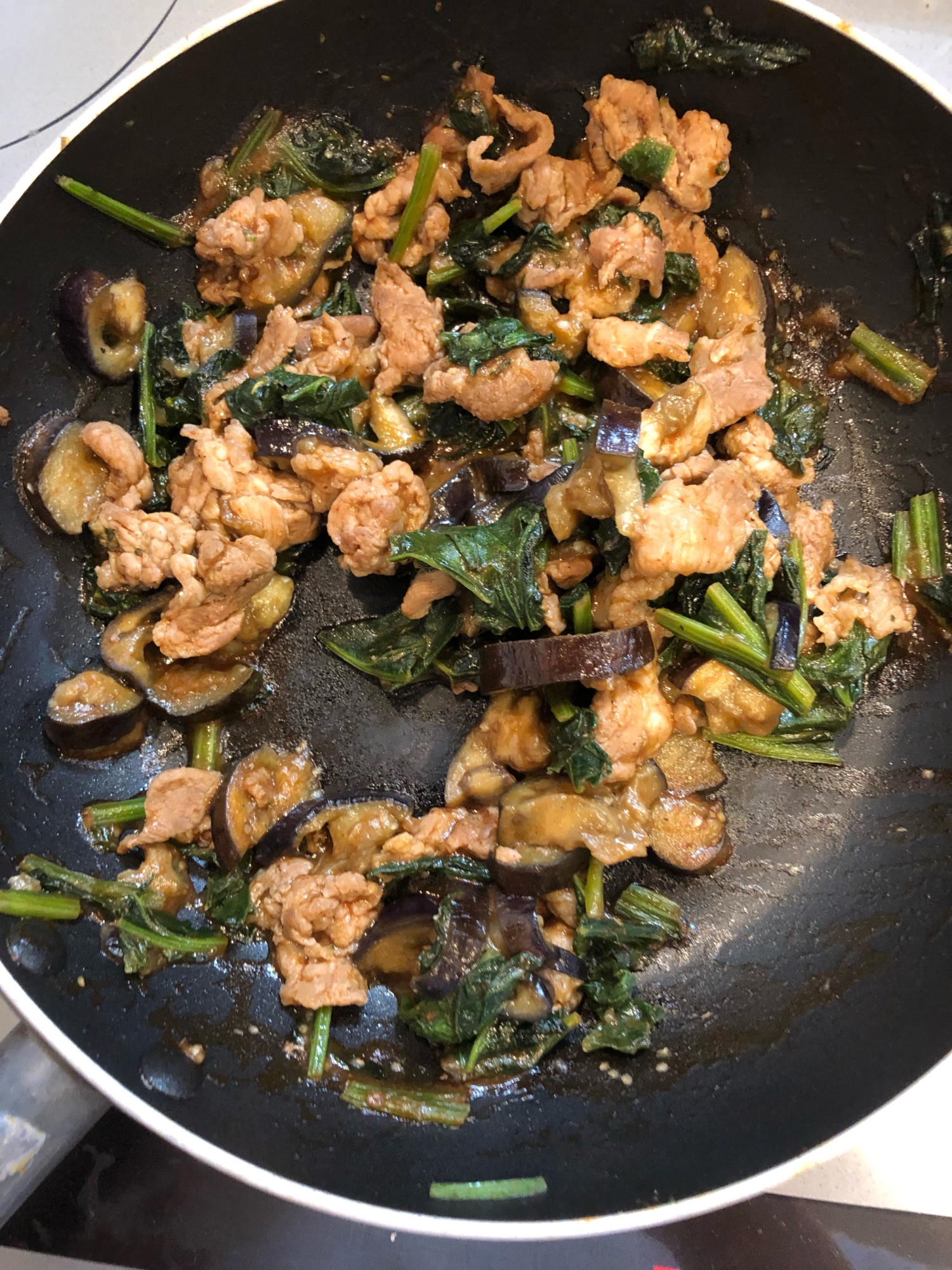 幼児食 豚こまと茄子とほうれん草のケチャップ炒め レシピ 作り方 By つだ麻里依 楽天レシピ