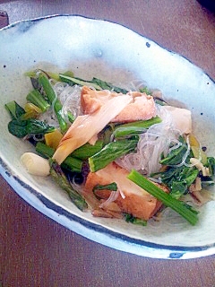 厚揚げと春雨の塩炒め