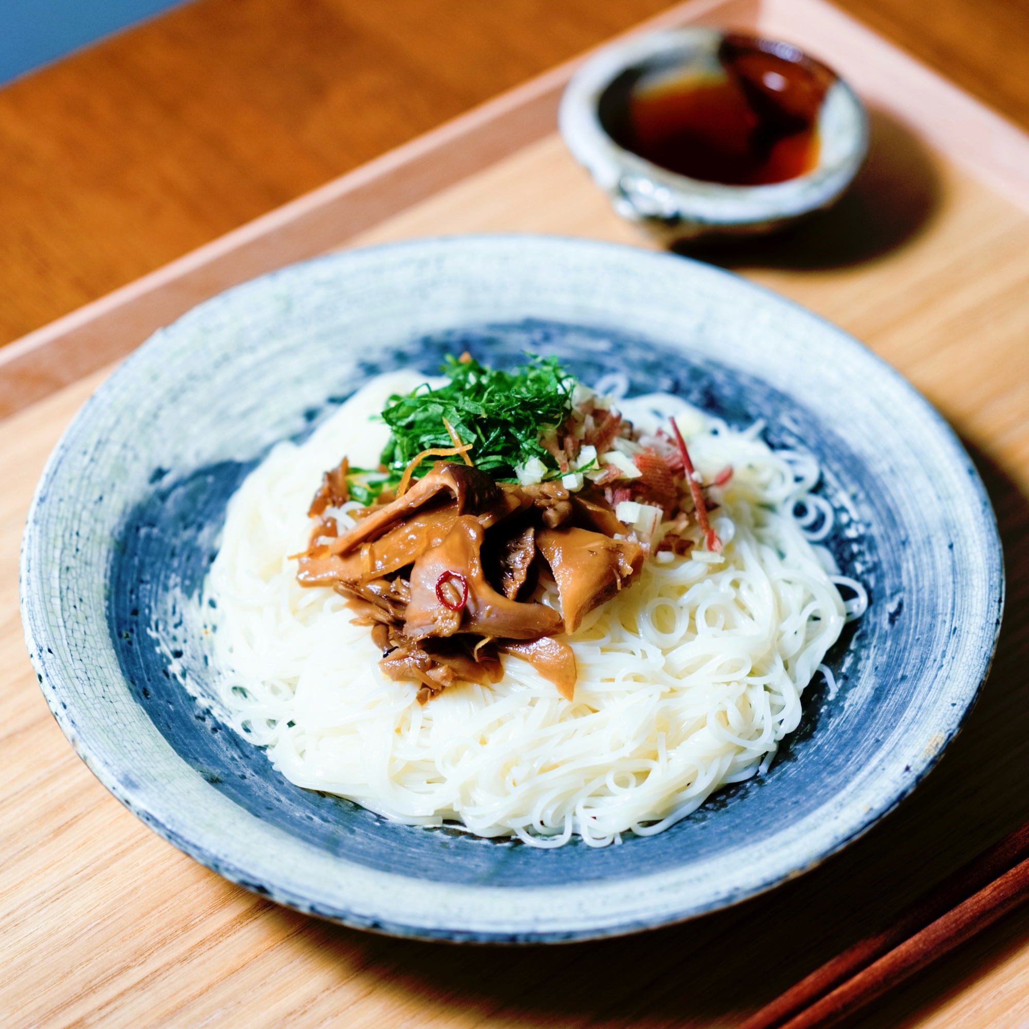 きのこの当座煮のそうめん