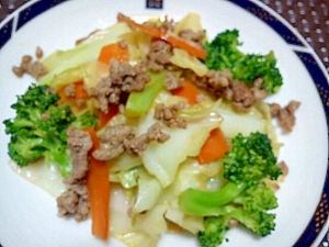 挽肉と野菜の中華炒め