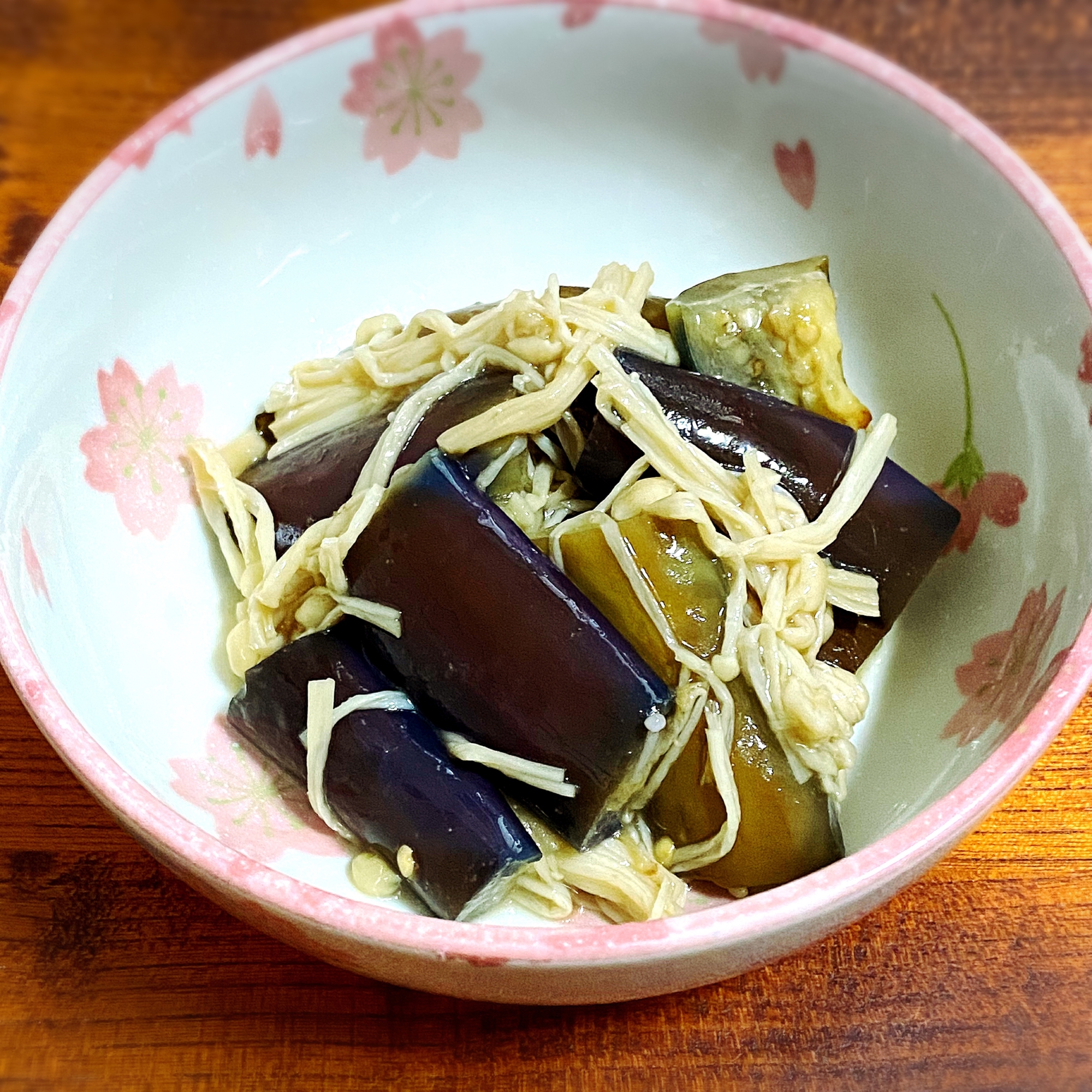 エノキダケのぬか漬けと茄子の煮浸し