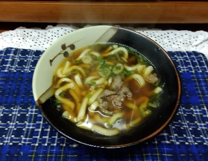 長ネギ＊焼き麩のすきうどん