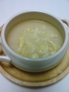 マルちゃん正麺のスープで作る鶏皮スープ
