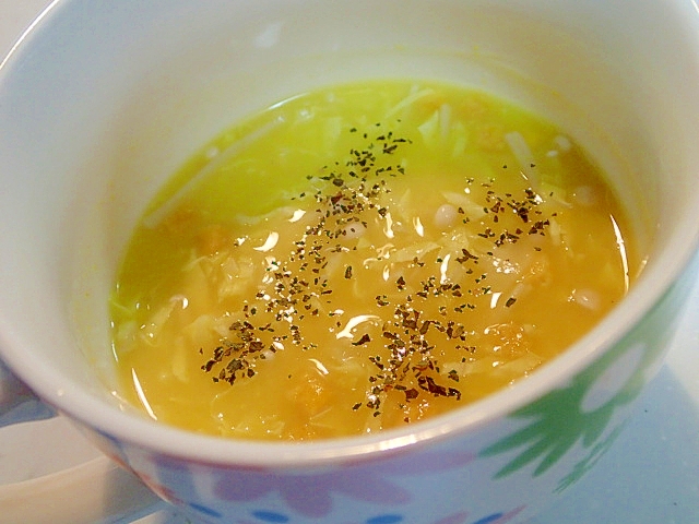 カップスープで　春キャベツとえのきの南瓜スープ