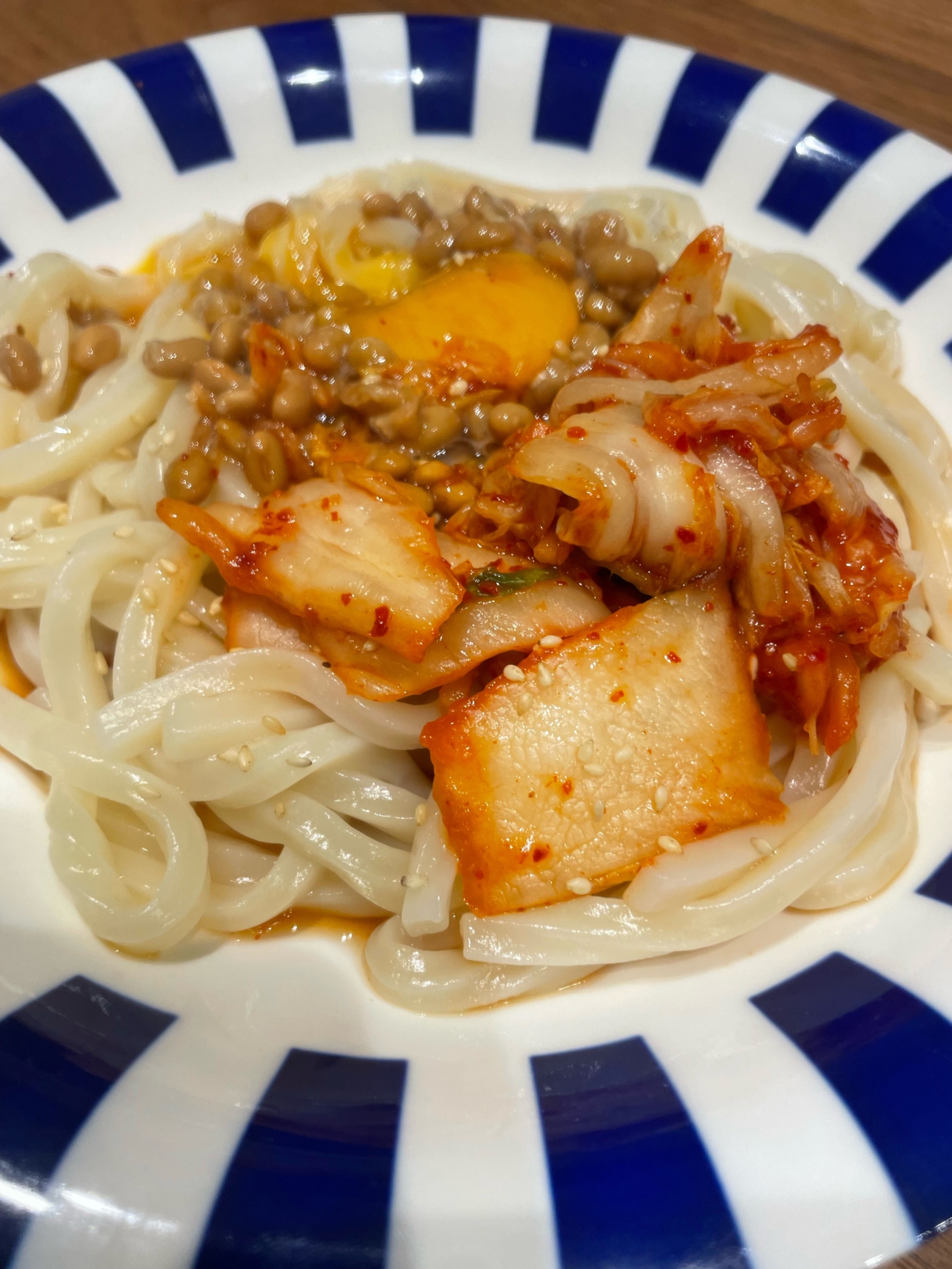 すぐ作れる！　釜玉納豆キムチうどん